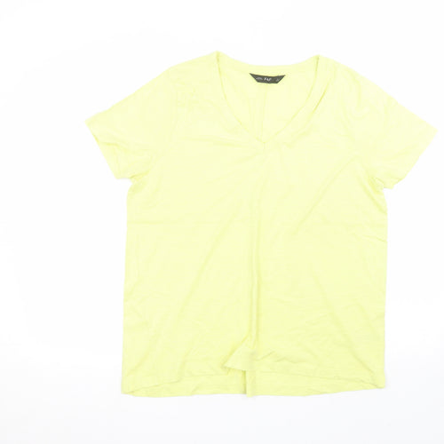 F&F Womens Yellow  Cotton Basic T-Shirt Size 14 Round Neck