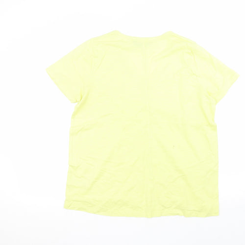 F&F Womens Yellow  Cotton Basic T-Shirt Size 14 Round Neck