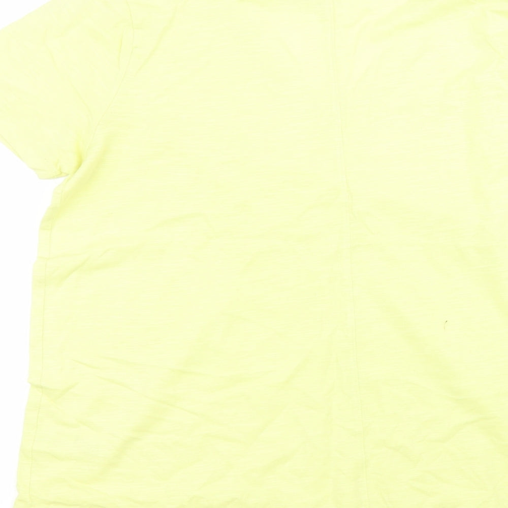 F&F Womens Yellow  Cotton Basic T-Shirt Size 14 Round Neck