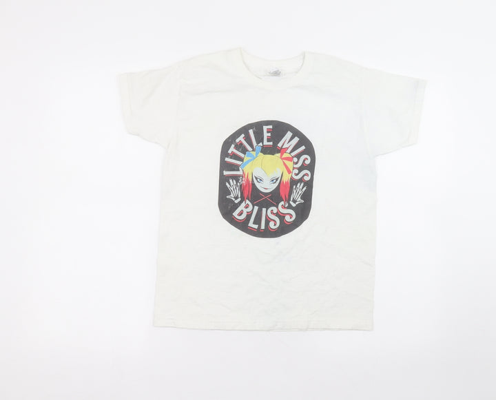 Fruit of the Loom Girls White  Cotton Basic T-Shirt Size 10-11 Years Round Neck