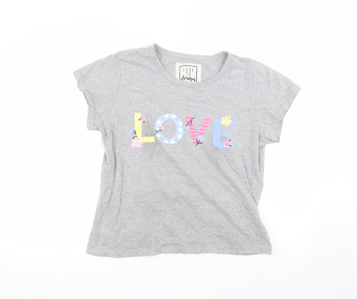 Love To Dream Womens Grey Cotton Basic T-Shirt Size 12 Round Neck