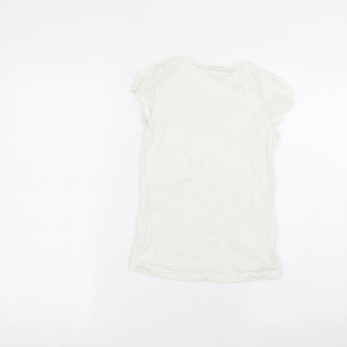 NEXT Girls White  Cotton Basic T-Shirt Size 9 Years Roll Neck