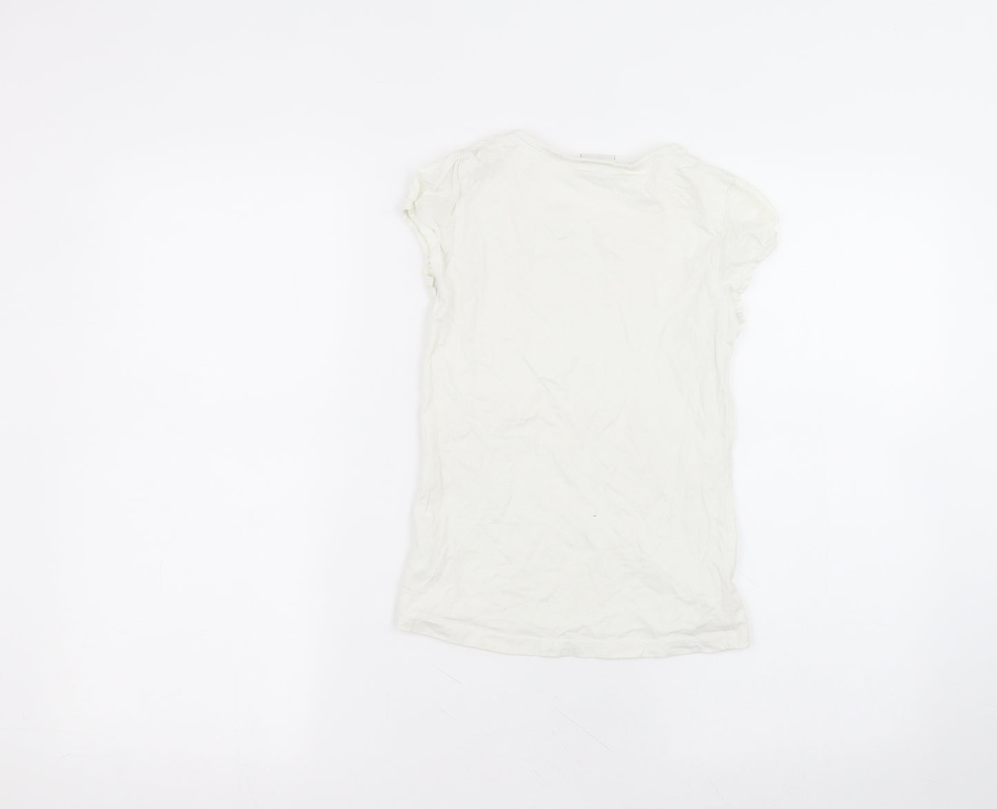 NEXT Girls White  Cotton Basic T-Shirt Size 9 Years Roll Neck