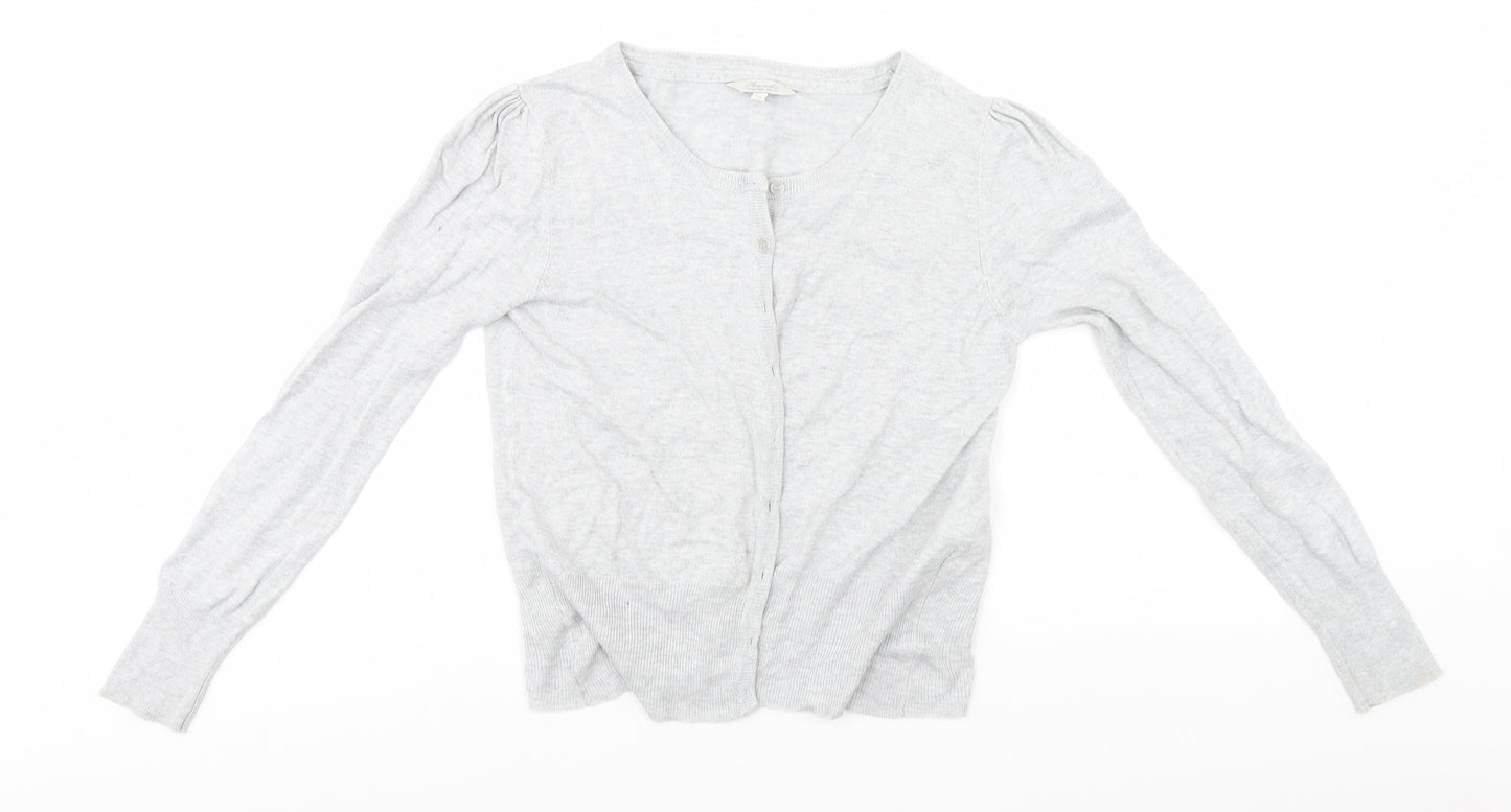Peacocks Womens Grey Round Neck  Viscose Cardigan Jumper Size 14