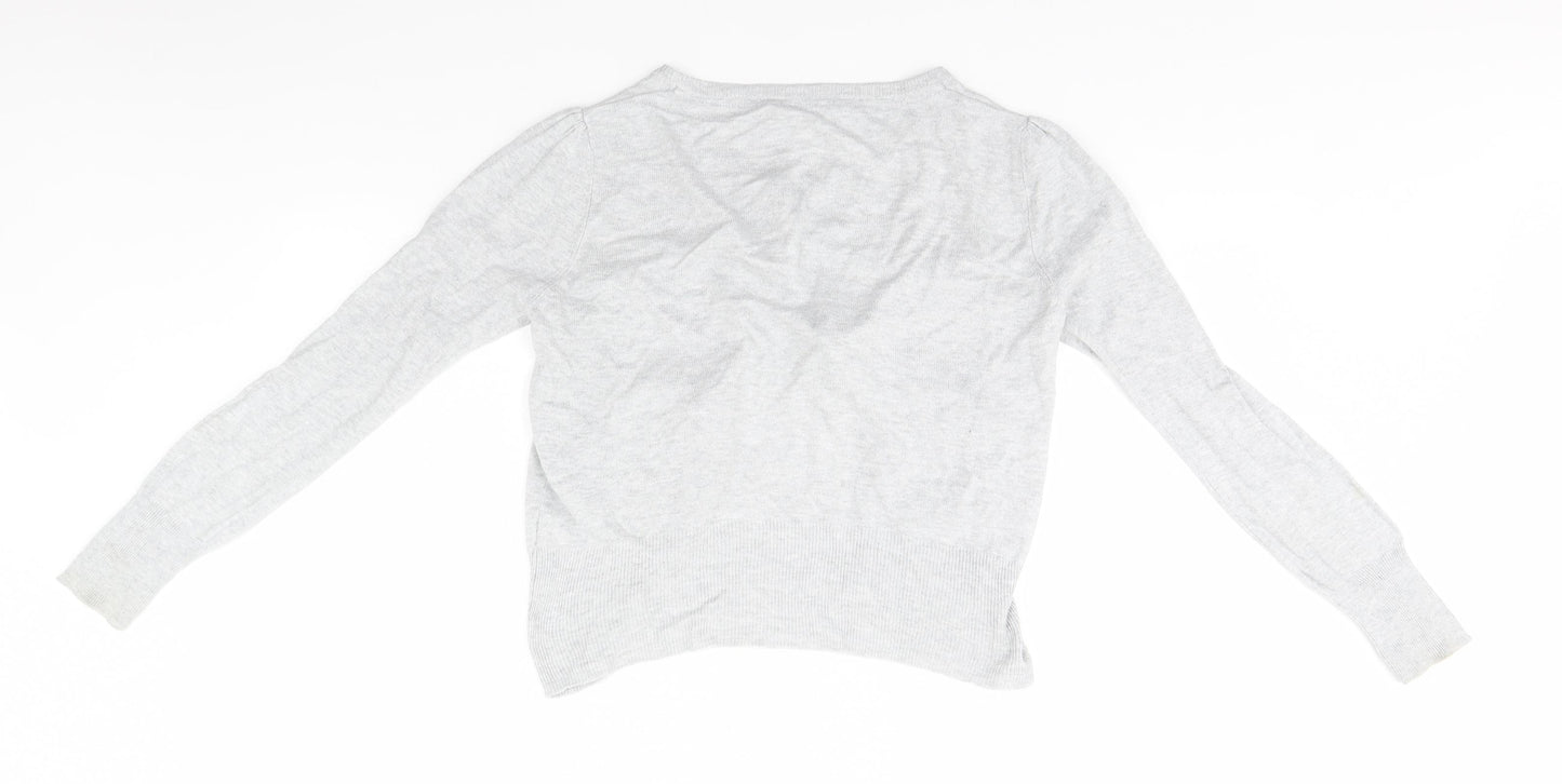 Peacocks Womens Grey Round Neck  Viscose Cardigan Jumper Size 14