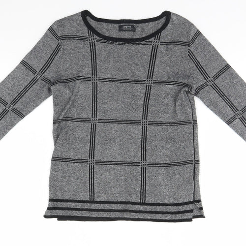 Papaya Womens Grey Round Neck  Acrylic Pullover Jumper Size 8