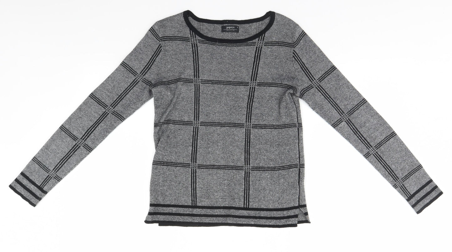 Papaya Womens Grey Round Neck  Acrylic Pullover Jumper Size 8