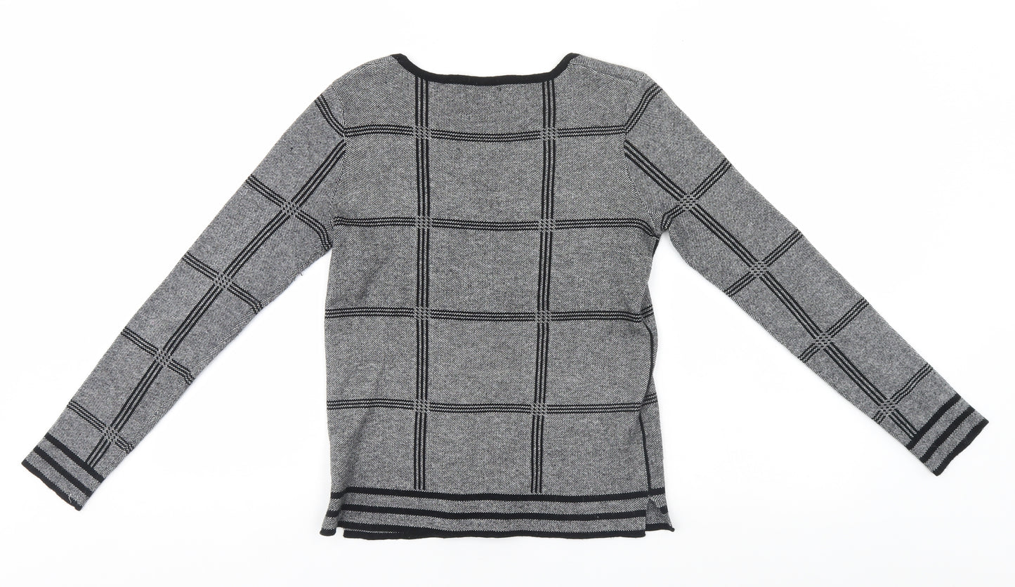Papaya Womens Grey Round Neck  Acrylic Pullover Jumper Size 8