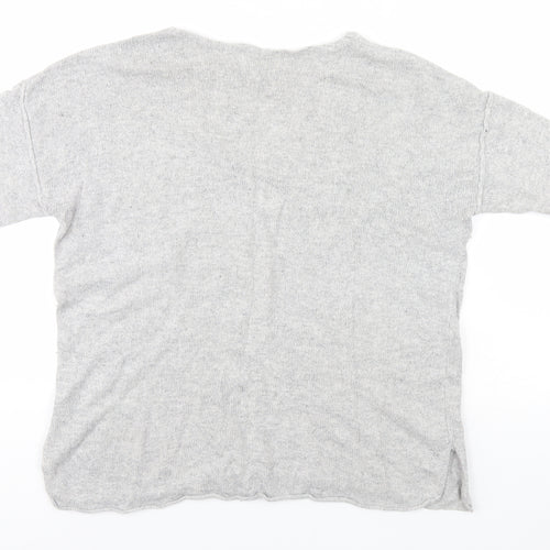 H&M Mens Grey V-Neck  Cotton Pullover Jumper Size M