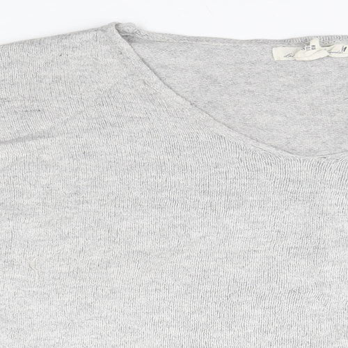 H&M Mens Grey V-Neck  Cotton Pullover Jumper Size M