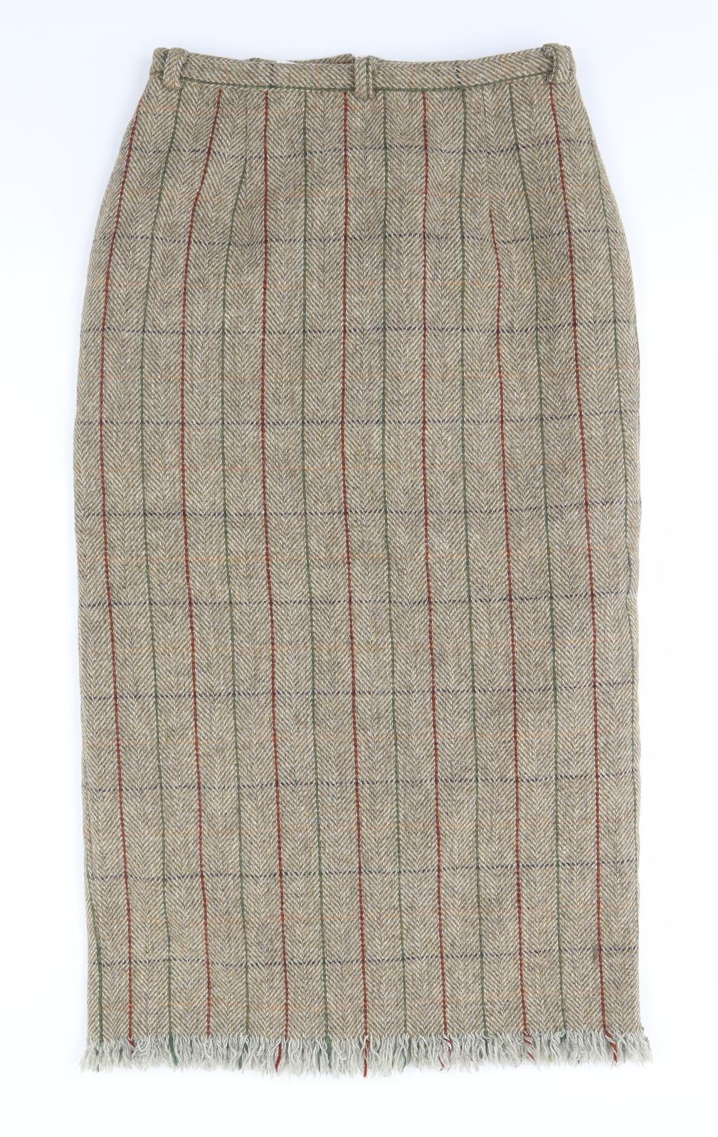 Riverside Womens Brown Plaid Wool Straight & Pencil Skirt Size 14