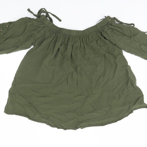 Select Womens Green  Viscose Basic T-Shirt Size 10 Round Neck