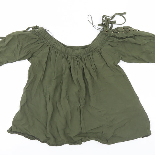 Select Womens Green  Viscose Basic T-Shirt Size 10 Round Neck