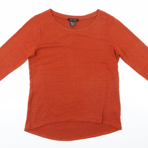 New Look Womens Orange Round Neck  Polyester Pullover Jumper Size 10