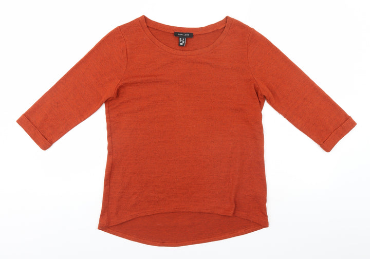 New Look Womens Orange Round Neck  Polyester Pullover Jumper Size 10