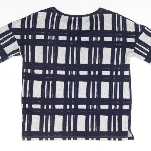 Nutmeg Womens Blue Round Neck Plaid Polyester Pullover Jumper Size 8