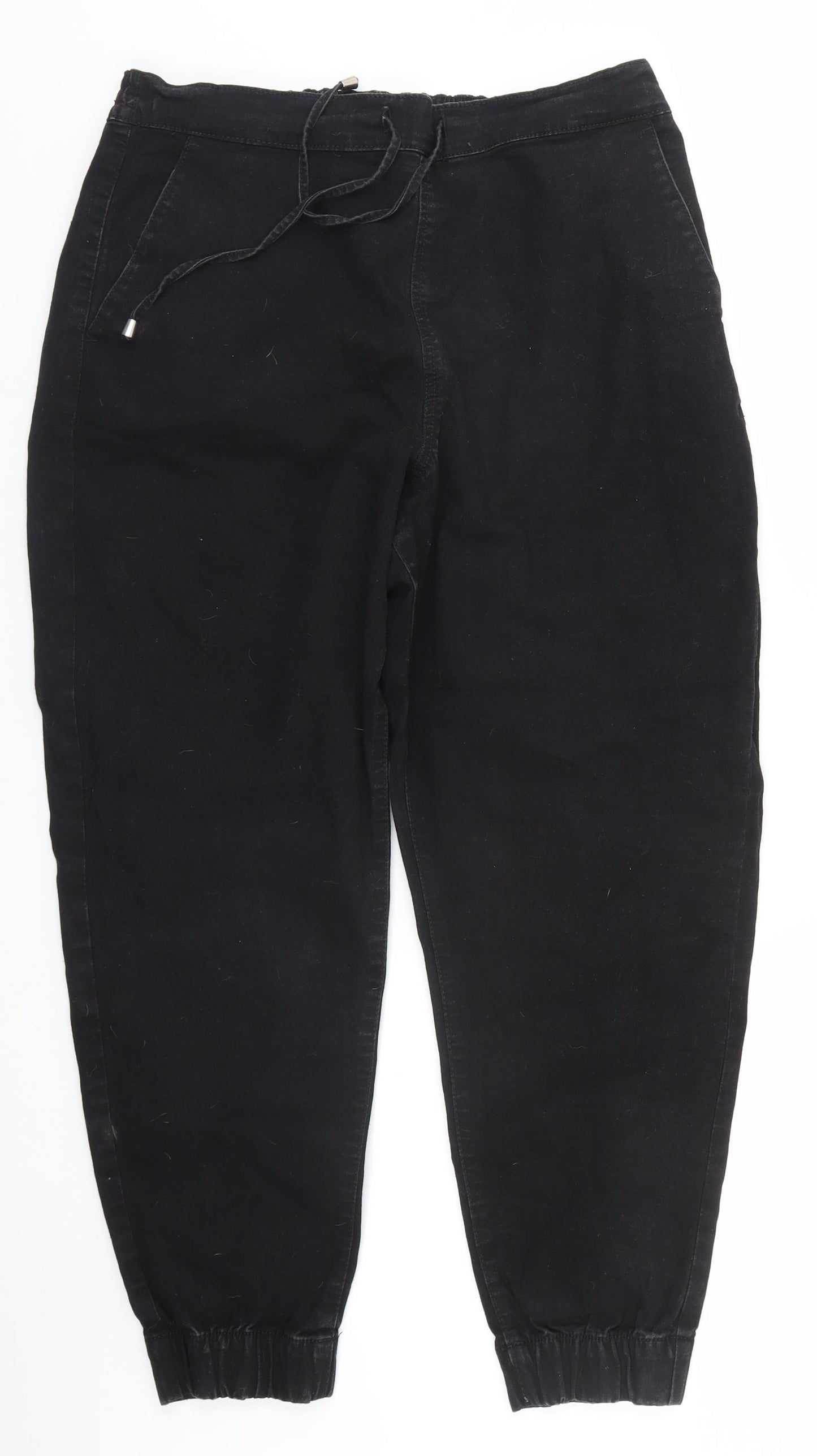 F&F Womens Black  Cotton Trousers  Size 14 L26 in Regular