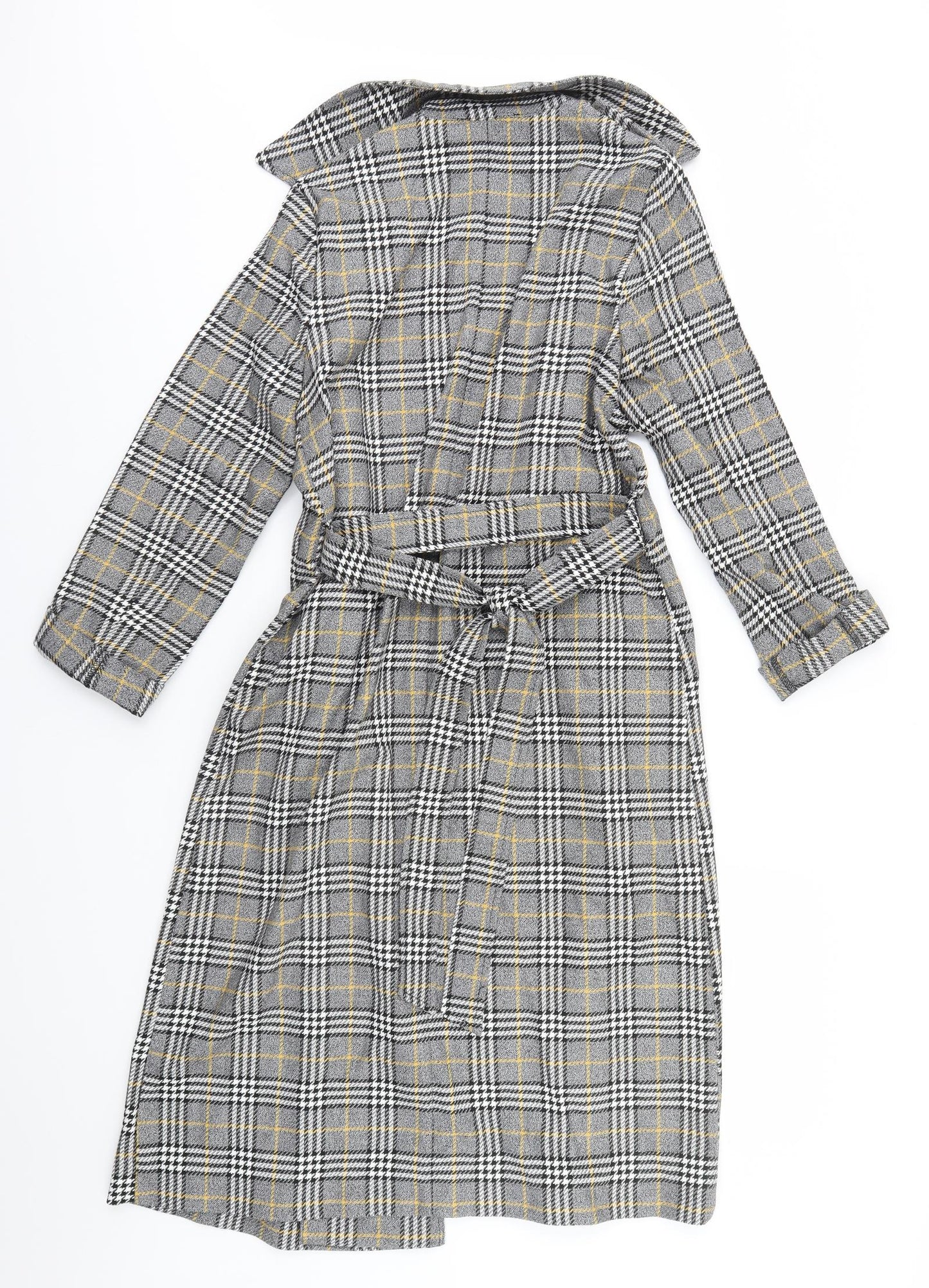River Island Womens Grey Plaid  Overcoat Coat Size S