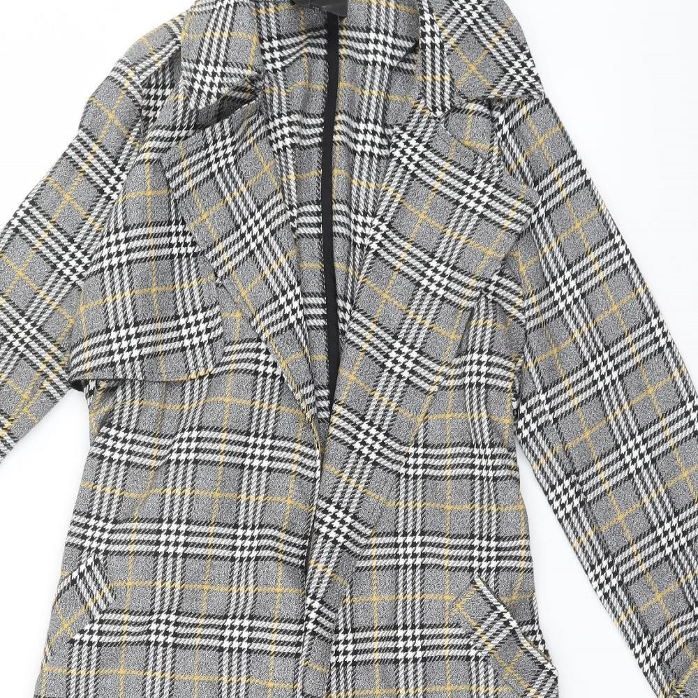 River Island Womens Grey Plaid  Overcoat Coat Size S