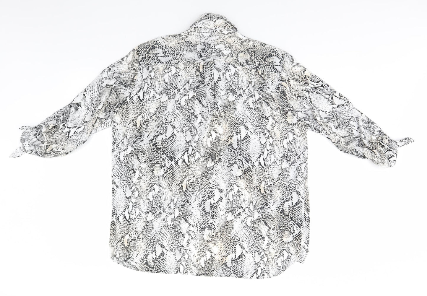 River Island Womens White Animal Print Polyester Basic Button-Up Size 12 Collared