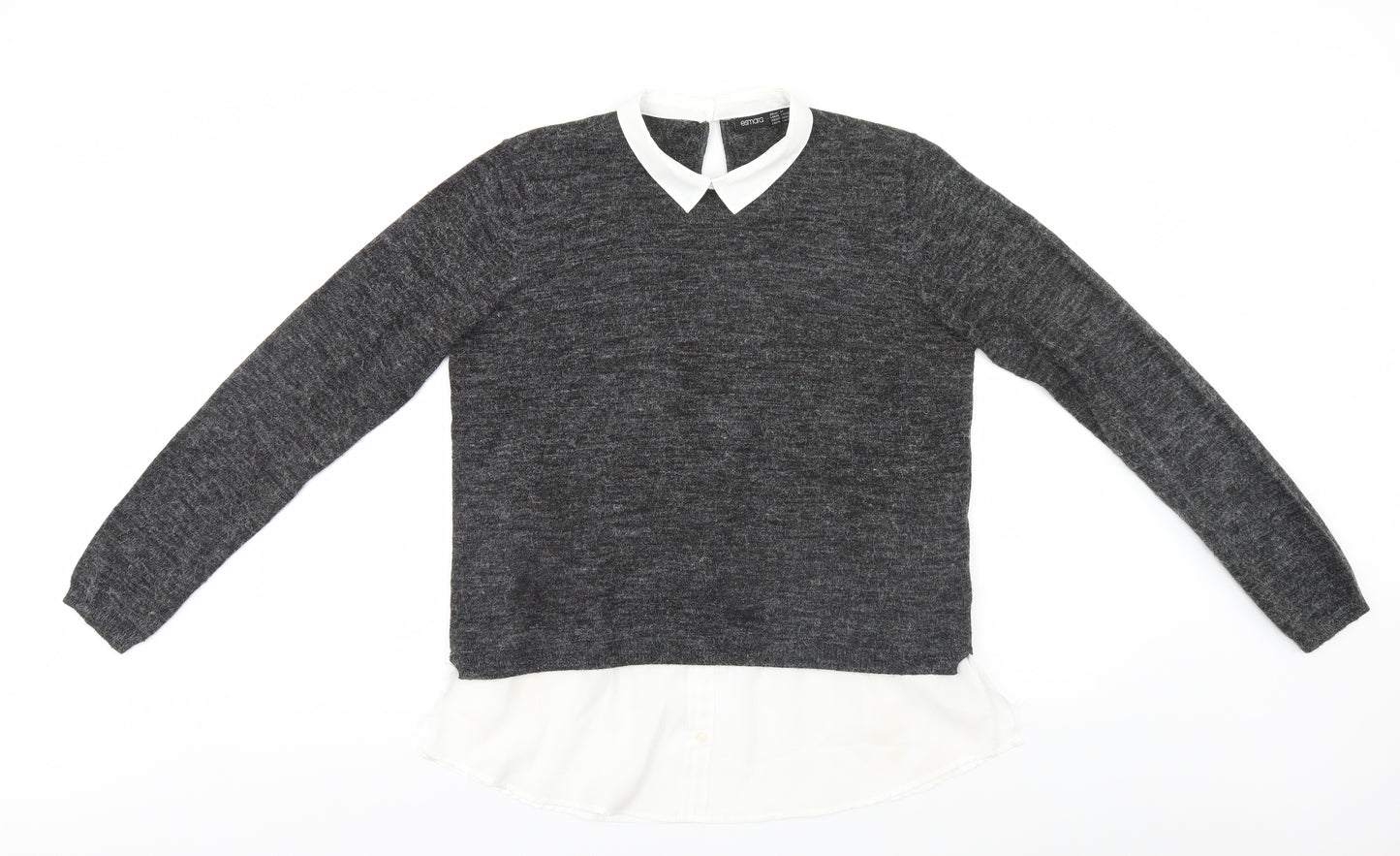 ESMARA Womens Grey Collared  Acrylic Pullover Jumper Size 18