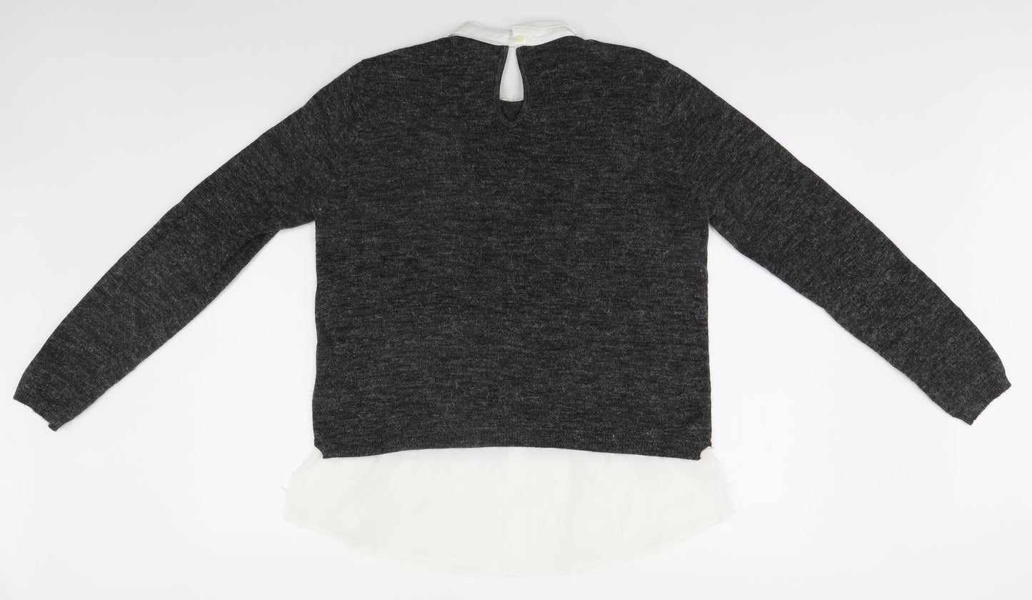 ESMARA Womens Grey Collared  Acrylic Pullover Jumper Size 18