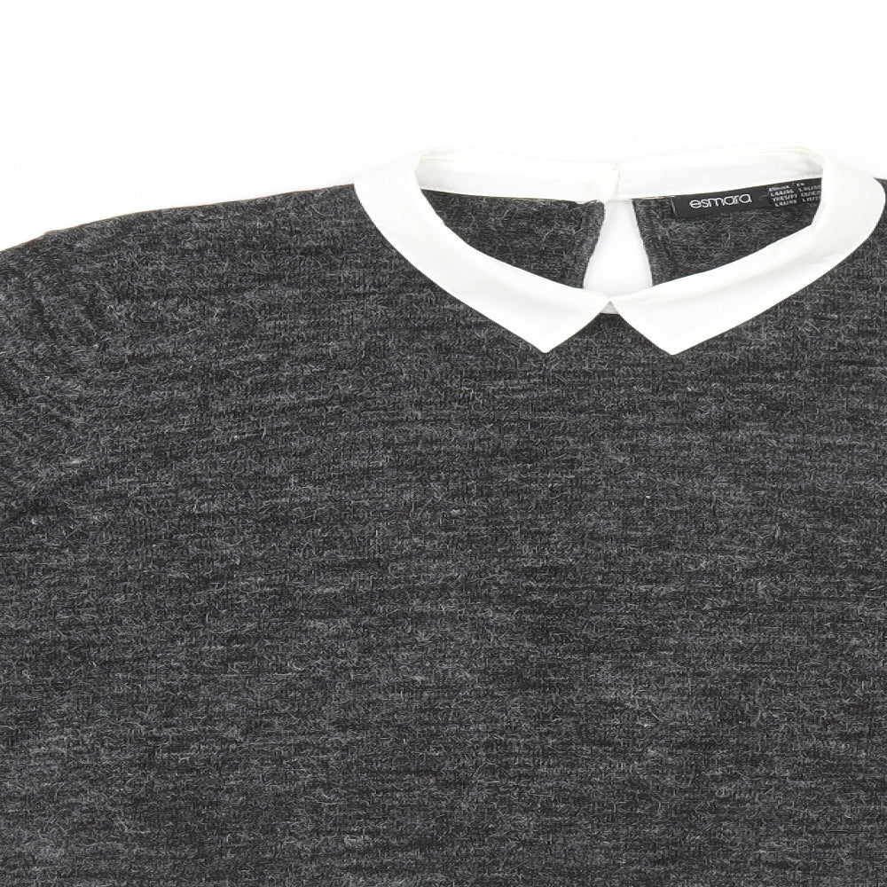 ESMARA Womens Grey Collared  Acrylic Pullover Jumper Size 18