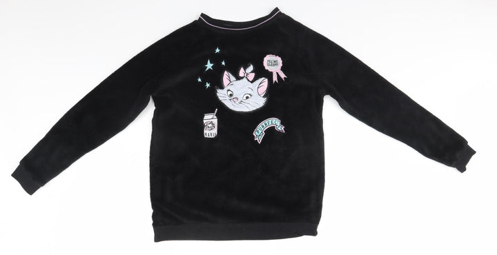 Disney Womens Black Round Neck Polyester Pullover Jumper Size 10 - Marie, The Aristocats