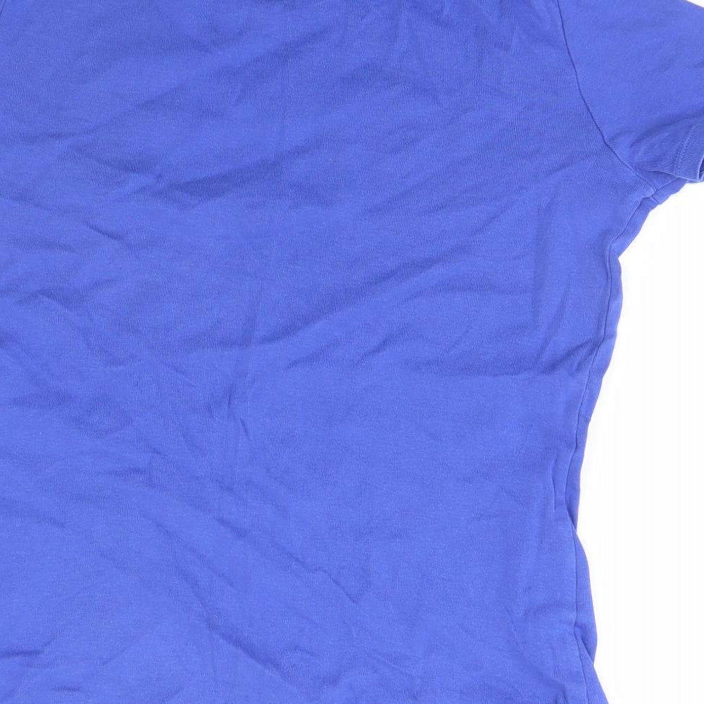Marks and Spencer Womens Blue  Cotton Basic T-Shirt Size 14 Round Neck
