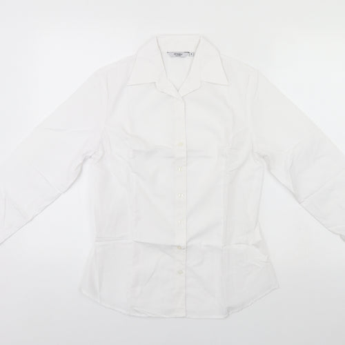 disley Womens White  Polyester Basic Button-Up Size 8 Collared