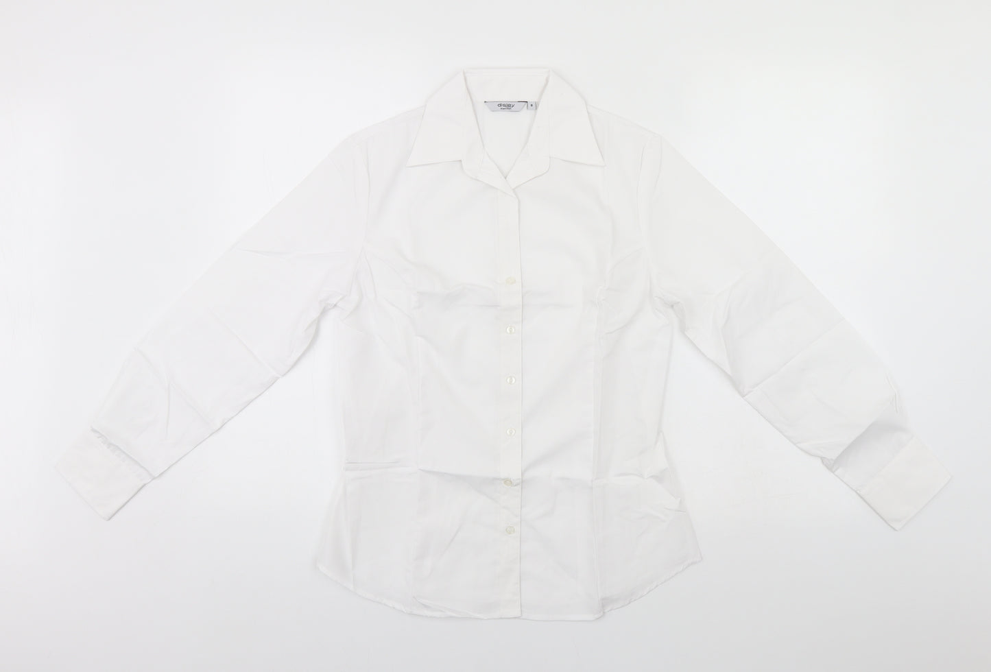 disley Womens White  Polyester Basic Button-Up Size 8 Collared