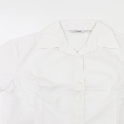 disley Womens White  Polyester Basic Button-Up Size 8 Collared