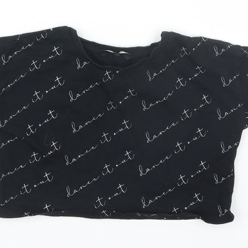 George Girls Black  Cotton Basic T-Shirt Size 4-5 Years Round Neck