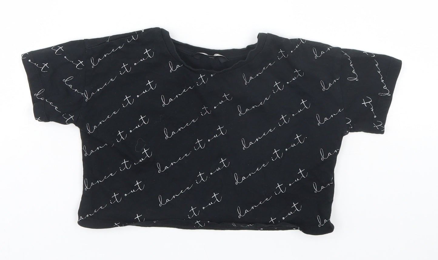 George Girls Black  Cotton Basic T-Shirt Size 4-5 Years Round Neck