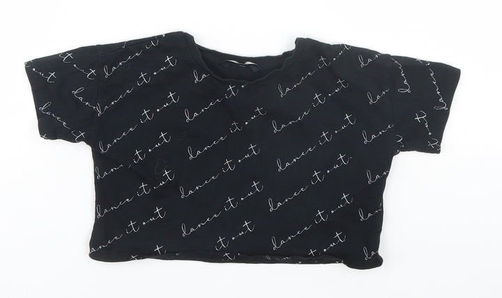 George Girls Black  Cotton Basic T-Shirt Size 4-5 Years Round Neck