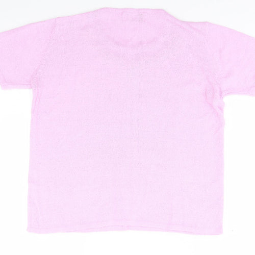 EWM Womens Pink Round Neck  Acrylic Pullover Jumper Size 18