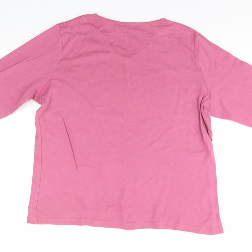 EWM Womens Pink Round Neck  Cotton Pullover Jumper Size 18