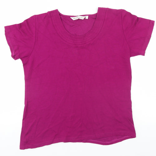 EWM Womens Pink  Viscose Basic T-Shirt Size L Round Neck