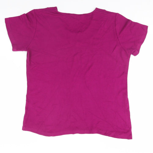 EWM Womens Pink  Viscose Basic T-Shirt Size L Round Neck