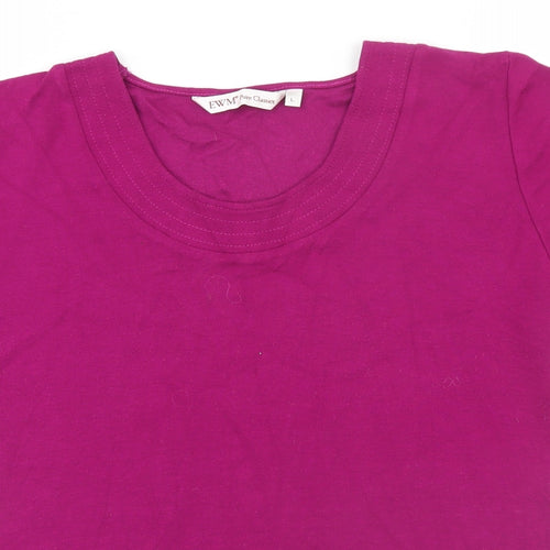 EWM Womens Pink  Viscose Basic T-Shirt Size L Round Neck