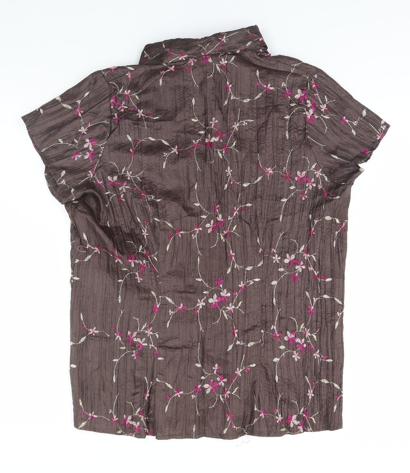 Inspire Womens Green Floral  Basic Button-Up Size 16 Collared