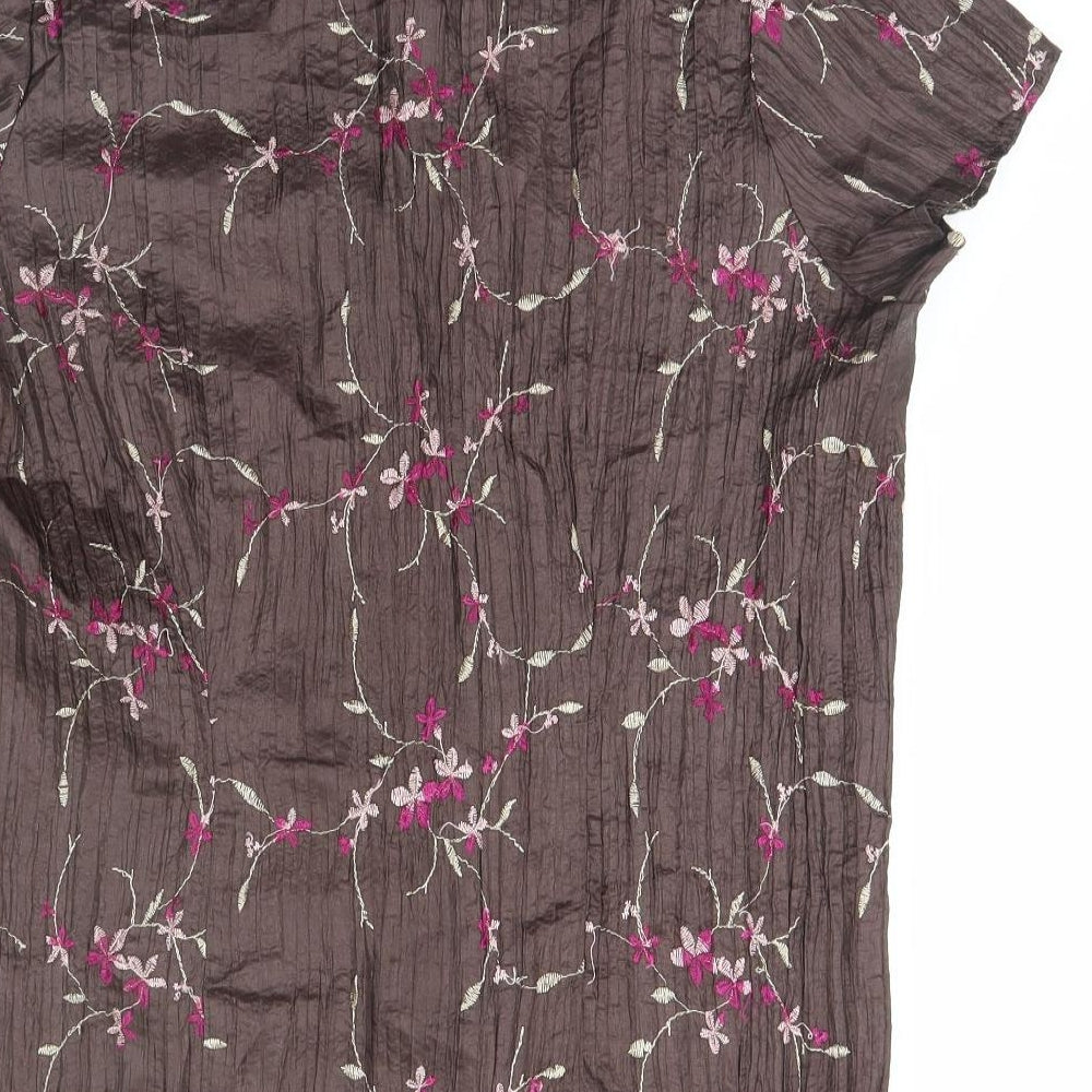 Inspire Womens Green Floral  Basic Button-Up Size 16 Collared