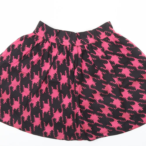 Atmosphere Womens Pink Houndstooth Nylon A-Line Skirt Size 14