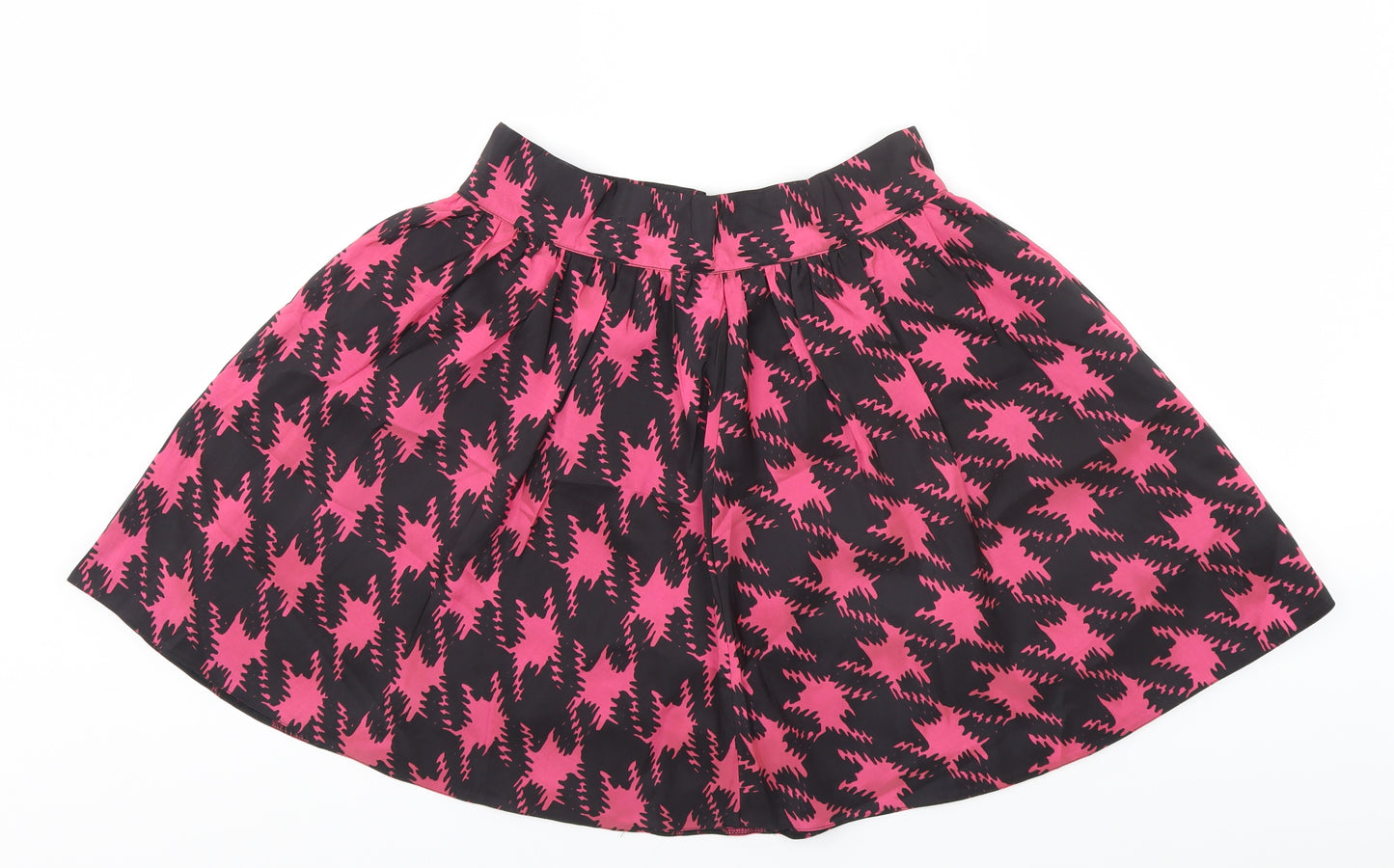 Atmosphere Womens Pink Houndstooth Nylon A-Line Skirt Size 14