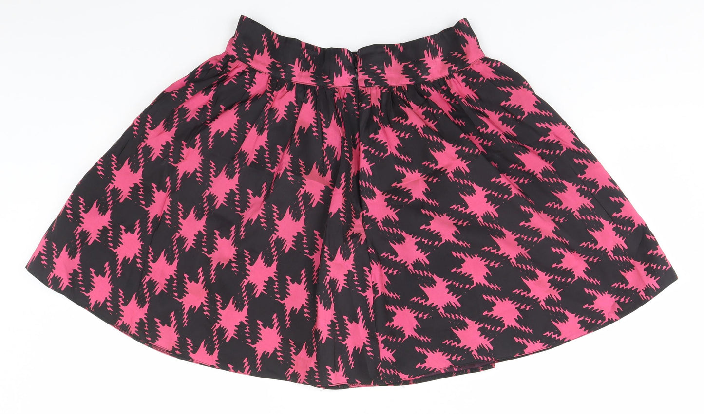Atmosphere Womens Pink Houndstooth Nylon A-Line Skirt Size 14