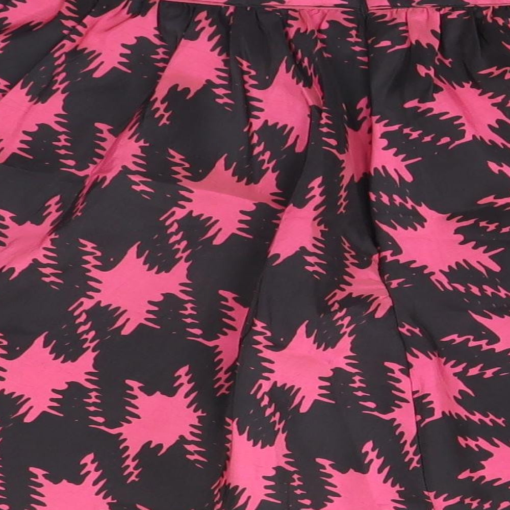 Atmosphere Womens Pink Houndstooth Nylon A-Line Skirt Size 14