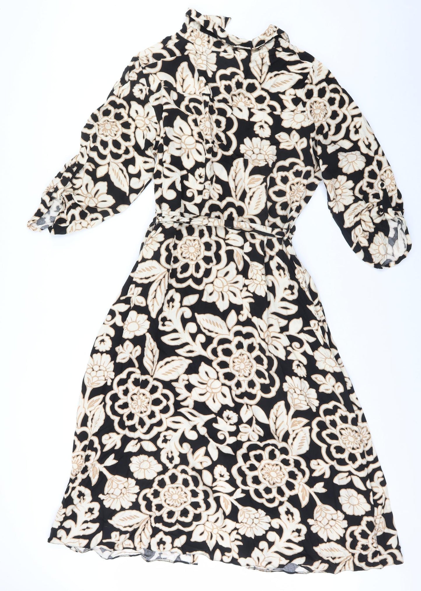 F&F Womens Black Floral Viscose A-Line  Size 20  Collared