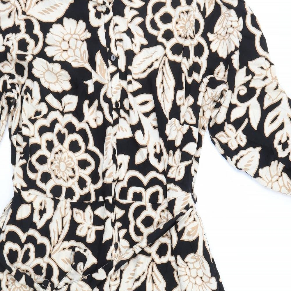 F&F Womens Black Floral Viscose A-Line  Size 20  Collared