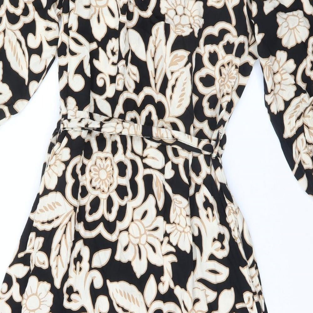 F&F Womens Black Floral Viscose A-Line  Size 20  Collared