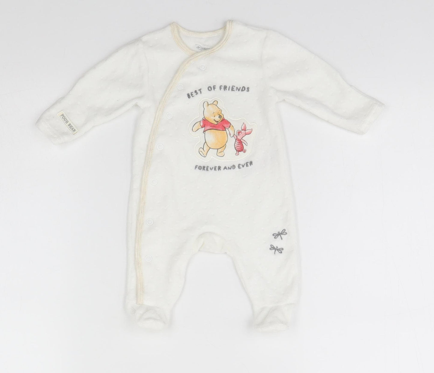 Disney Baby White  Cotton Babygrow One-Piece Size Newborn   - Winnie The Pooh